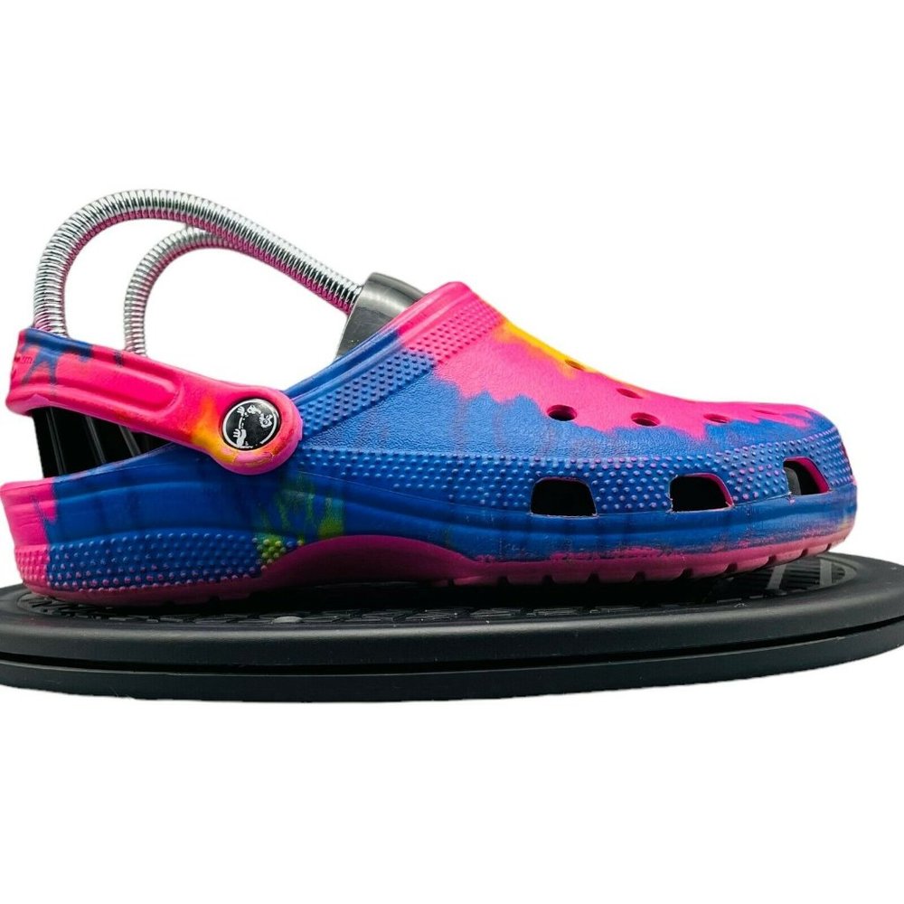Crocs Classic Tie Dye Graphic Clog Water Shoes Pink Slip On Slipper Women Size 6